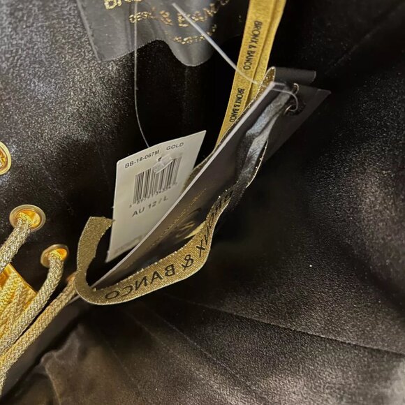 Bronx and Banco Gold Metallic Lace-Up Stallion Dress - S, NWT - Picture 4 of 8